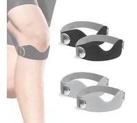 Genuvamed Patellar Band 2 Pack, Genuvamed Knee Brace, Non-Slip Compression Breathable Adjustable 3D Silicone, for Running, Hiking, Basketballs, Gym (Gray+Black)