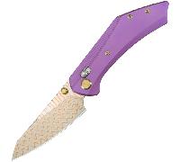 GEO Knife DIVID Damascus Steel&Copper Blade, Pink Ti Handle GEO2507C