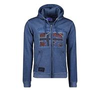 GEO NORWAY GOTZ Men - Sweat À Capuche Zippé Capuche - Sweats Shirts À Logo pour Homme - Sweat Shirt Hoody Chaud Manches Longues - Sweatshirt Sport Casual Regulier Bleu - M