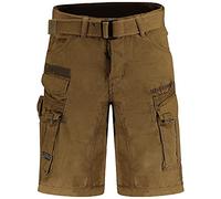 GEO NORWAY PANORAMIQUE Men - Bermuda Homme Casual Coton - Short Hommes Sport Cargo - Bermudas Respirant Decontracté Chino - Shorts Court A Ceinture - Coupe Normale Confortable Kaki XXL