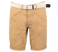 GEO NORWAY PLAGEO Men - Bermuda Chino Homme Ceinture - Bermudas Court Grande Poches - Short Cargo en Coton - Shorts Coupe Taille Regulaire Eté Confortable - Pants Lavage Machine Beige - M