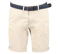 GEO NORWAY PLAGEO Men - Bermuda Chino Homme Ceinture - Bermudas Court Grande Poches - Short Cargo en Coton - Shorts Coupe Taille Regulaire Eté Confortable - Pants Lavage Machine Blanc Cassé - M