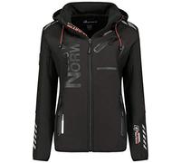 GEO NORWAY REINE LADY - Veste Softshell Femme Impermeable - Jacket Chaud À Capuche Outdoor - Blouson Zippées Coupe Vent Resistant Hiver - Activites En Exterieur Randonnée noir/noir - L