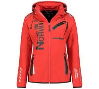 GEO NORWAY REINE LADY - Veste Softshell Femme Impermeable - Jacket Chaud À Capuche Outdoor - Blouson Zippées Coupe Vent Resistant Hiver - Activites En Exterieur Randonnée rouge/noir - M