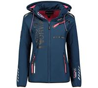 GEO NORWAY REINE LADY - Veste Softshell Femme Impermeable - Jacket Chaud À Capuche Outdoor - Blouson Zippées Coupe Vent Resistant Hiver - Activites En Exterieur Randonnée marine/rose - XXL