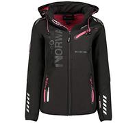 GEO NORWAY REINE LADY - Veste Softshell Femme Impermeable - Jacket Chaud À Capuche Outdoor - Blouson Zippées Coupe Vent Resistant Hiver - Activites En Exterieur Randonnée noir/rose - XL
