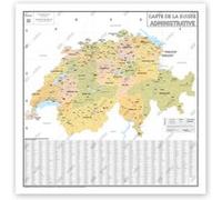 Géo Reflet - Carte Administrative de la Suisse - Poster Plastifié 120x120cm G
