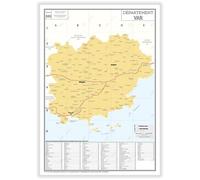 GEO REFLET Carte administrative du département du Var - Poster Plastifié 70x100cm