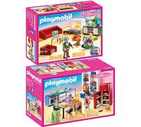 geobra Brandstätter PLAYMOBIL® Dollhouse Set en 2 Parties 70206 70207 Cuisine familiale + Séjour Confortable