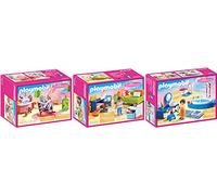 geobra Brandstätter PLAYMOBIL® Dollhouse Set en 3 Parties 70209 70210 70211 Chambre des Jeunes + Chambre de bébé + Salle de Bains