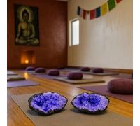 Geode Naturelle avec Cristaux Bleu Violet Diamètre 6/8 cm - Pierre Marocaine avec Coque Foncée, Parfait pour Décoration Spirituelle, Méditation et Décor Ethnique 2805251315