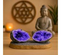 Geode Naturelle avec Cristaux Bleu Violet Diamètre 8/10 cm - Pierre Marocaine avec Coque Foncée, Parfait pour Décoration Spirituelle, Méditation et Décor Ethnique 2805251402