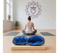 Géode naturelle avec cristaux bleus diamètre 10/12 cm - pierre marocaine avec coquille foncée, parfaite pour décoration spirituelle, méditation et décor ethnique 2805251513