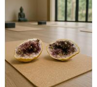 Géode Naturelle avec Cristaux Rose Fuchsia Diam. 8/10 cm - Pierre Marocaine avec Coque Foncée, Parfait pour Décoration Spirituelle, Méditation et Décor Ethnique 2805251404