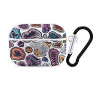 Geodes and Rocks Coque pour AirPods Pro 2, coque de protection rigide antichoc pour homme et femme, compatible avec coque Airpod Pro 2e/1ère génération, avec porte-clés - Blanc