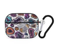 Geodes and Rocks Coque pour AirPods Pro 2, coque de protection rigide antichoc pour homme et femme, compatible avec coque Airpod Pro 2e/1ère génération avec porte-clés - Noir
