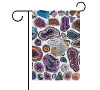 Geodes And Rocks Drapeau de jardin floral 30,5 x 45,7 cm double face à l'extérieur, anniversaire de mariage, cour, drapeau extérieur pour famille, nom de famille, décoration extérieure