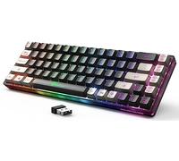 GEODMAER - Clavier de jeu sans fil 65 % rechargeable, clavier de jeu rétroéclairé 68 touches ultra compact anti-fantôme sans conflit, clavier sans fil pour PC, ordinateur portable, Windows