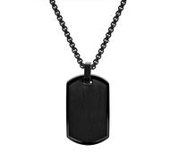 Geoffrey Beene Chaîne avec pendentif en forme de plaque d'identité pour homme en acier inoxydable, Métal, Acier inoxydable.