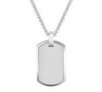 Geoffrey Beene Chaîne avec pendentif en forme de plaque d'identité pour homme en acier inoxydable, Métal, Acier inoxydable.