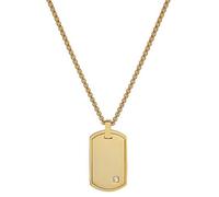 Geoffrey Beene Chaîne en acier inoxydable pour homme avec pendentif en forme de plaque d'identité avec pierre en oxyde de zirconium, sans pierre précieuse, Acier inoxydable, Pas de gemme