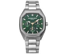 Geoffrey Beene Montre à quartz classique pour homme en acier inoxydable avec date, design élégant, résistant à l'eau (argenté), Argenté, 41