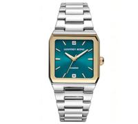 Geoffrey Beene Montre carrée bicolore pour homme avec cadran bleu sarcelle 33 mm