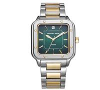 Geoffrey Beene Montre pour homme avec bracelet bicolore et cadran vert dégradé de soleil de 41 mm