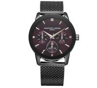 Geoffrey Beene Slver Montre chronographe pour homme en acier inoxydable classique à quartz Design élégant Résistant à l'eau, gris, 42
