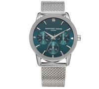Geoffrey Beene Slver Montre chronographe pour homme en acier inoxydable classique à quartz Design élégant Résistant à l'eau, Argenté, 42