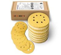 GEOGIEEW 60 Pièces Disques Abrasifs 125mm, 8 Trous Grain 60 | Base Latex Résistante aux Déchirures | Pour Bois/Métal/Voiture | Professionnels & DIY | Compatible Ponceuse Excentrique