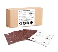 GEOGIEEW 60 Pièces Papier Abrasif 115x101mm pour Ponceuse Vibrante, Kit 60 Grain - Polissage Bois, Métal, Enlèvement Rouille - Idéal Bricolage, Professionnels et DIY