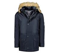Geographical Norway Abiosaure Men Distribrands - Veste Chaude Homme Impermeable - Manteau Epais Capuche Fourrure Outdoor - Blouson Coupe Vent Hiver Doublure Exterieur (Marine S)
