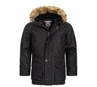 Geographical Norway Abiosaure Men - Parka Large Chaude Homme Automne Hiver - Manteau Impermeable Epais Deperlant - Veste Capuche Fourrure Outdoor - Blouson Coupe Vent Hiver (Noir XL-Taille 4)