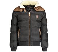 Geographical Norway Abramovitch Men Distribrands - Manteau Chaud Capuche Fourrure - Veste Chaude Homme - Blouson Manches Longues Doublure Coupe Vent Hiver - Parka Hommes Style Casual (Noir M)