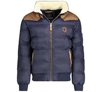 Geographical Norway Abramovitch Men Distribrands - Manteau Chaud Capuche Fourrure - Veste Chaude Homme - Blouson Manches Longues Doublure Coupe Vent Hiver - Parka Hommes Style Casual (Marine M)