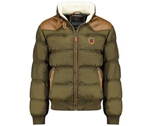 Geographical Norway Abramovitch Men Distribrands - Manteau Chaud Capuche Fourrure - Veste Chaude Homme - Blouson Manches Longues Doublure Coupe Vent Hiver - Parka Hommes Style Casual (Kaki L)