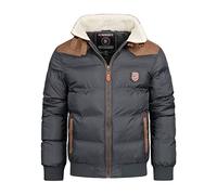 Geographical Norway ABRAMOVITCH MEN - Manteau Chaud Capuche Fourrure - Veste Chaude Homme - Blouson Manches Longues Doublure Coupe Vent Hiver - Parka Hommes Style Casual Gris foncé L