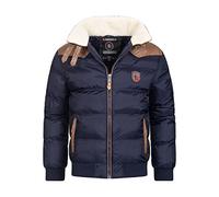 Geographical Norway ABRAMOVITCH MEN - Manteau Chaud Capuche Fourrure - Veste Chaude Homme - Blouson Manches Longues Doublure Coupe Vent Hiver - Parka Hommes Style Casual Marine XL