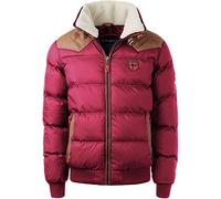 Geographical Norway ABRAMOVITCH MEN - Manteau Chaud Capuche Fourrure - Veste Chaude Homme - Blouson Manches Longues Doublure Coupe Vent Hiver - Parka Hommes Style Casual Rouge foncé XL