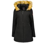 Geographical Norway Adelaide Lady - Parka Longue Epaisse Chaude Femme Automne Hiver - Manteau Fin Capuche Fausse Fourure - Blouson Coupe Vent - Doudoune Elegante Femmes (Noir XXL)