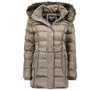 Geographical Norway Aimeraude Lady - Parka Longue Epaisse Chaude Femme Automne Hiver - Manteau Fin Capuche Fausse Fourure - Blouson Coupe Vent - Doudoune Elegante Femmes (Taupe M)