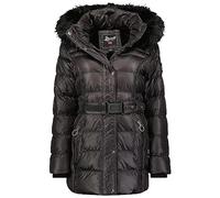 Geographical Norway Aimeraude Lady - Parka Longue Epaisse Chaude Femme Automne Hiver - Manteau Fin Capuche Fausse Fourure - Blouson Coupe Vent - Doudoune Elegante Femmes (Noir M)