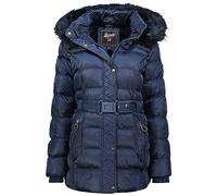 Geographical Norway Aimeraude Lady - Parka Longue Epaisse Chaude Femme Automne Hiver - Manteau Fin Capuche Fausse Fourure - Blouson Coupe Vent - Doudoune Elegante Femmes (Marine S)