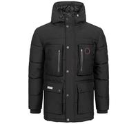 Geographical Norway Albert Men - Parka Chaude Homme Automne Hiver - Manteau Large Impermeable Deperlant Capuche - Blouson Chaud Coupe Vent Veste Hommes (Noir L)