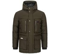 Geographical Norway Albert Men - Parka Chaude Homme Automne Hiver - Manteau Large Impermeable Deperlant Capuche - Blouson Chaud Coupe Vent Veste Hommes (Kaki L)