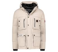 Geographical Norway Albert Men - Parka Longue Chaude Homme Automne Hiver - Manteau Impermeable Deperlant - Veste Capuche Fourrure Outdoor - Blouson Coupe Vent - Hommes (Beige M)