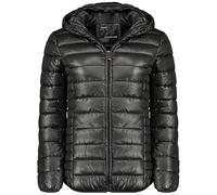 Geographical Norway Annecy Hood Lady - Doudoune Chaude Matelassee Femme Capuche Automne Hiver Printemps Ete - Veste Manteau Chaud - Parka Manches Longues Blouson - Femmes (Noir XXL)
