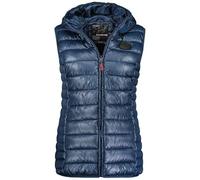 Geographical Norway Annecy Vest Hood Lady - Gilet Femme Chaude Matelassee Sans Manche-Automne Hiver Printemps Ete - Veste Manteau Chaud - Doudounes Manches Courtes Blouson (Marine L)