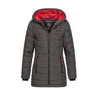 Geographical Norway Astana Lady Distribrands - Parka Chaude Femme - Manteau Epais Capuche Fausse Fourrure - Blouson Coupe Vent Hiver - Doudoune Long Doublure (Anthracite XL - Taille 4)